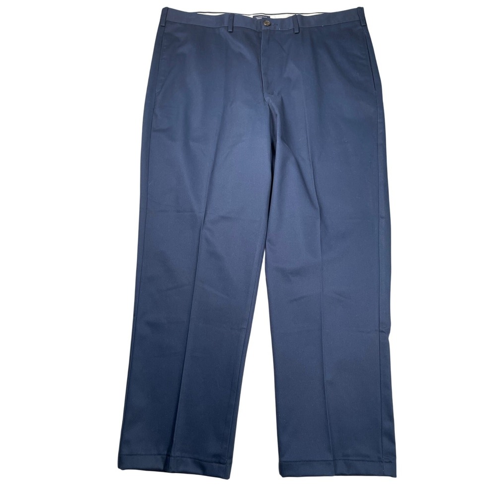 Lands End Chino Pants Mens 42 x 31 Navy Blue Cotton Flat Front Traditional Fit